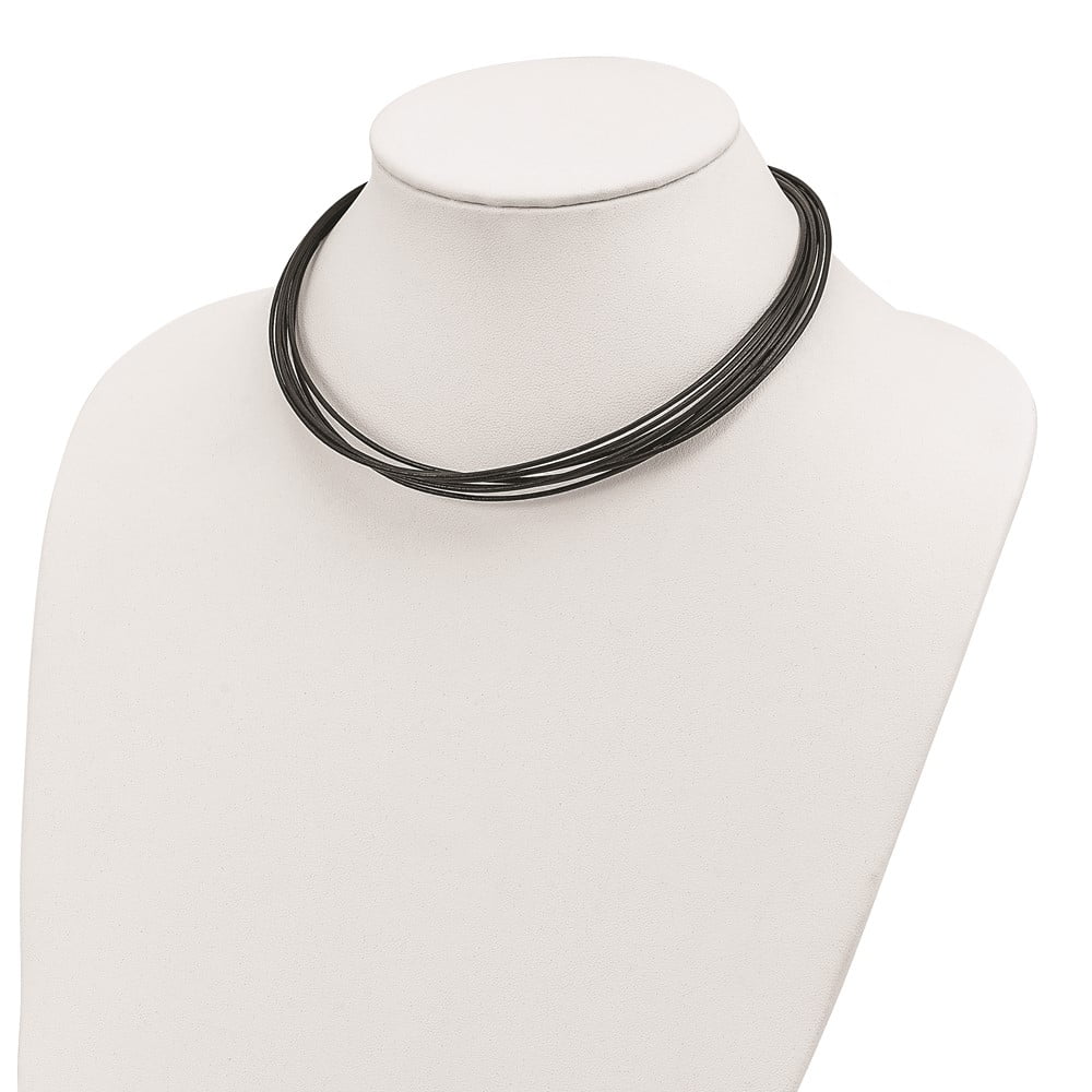 925 Sterling Silver Cord & Leather Necklace Chain 16inch Black Multi-Cord 16 inch 1 mm