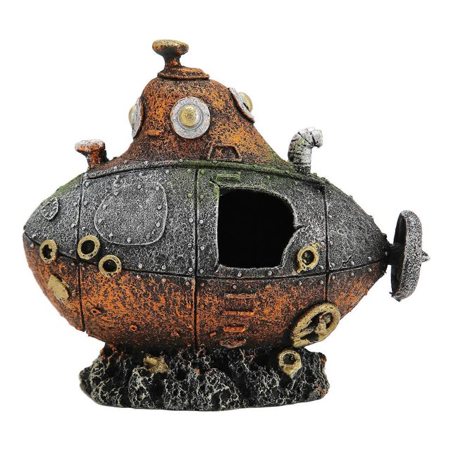 Submarine Aquarium Decoration Vivid Resin Sunken Ship Fish Tank Ornament for Saltwater and Freshwater