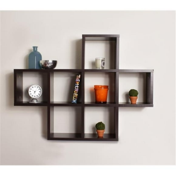 Danya B. XF11056 Cubby Laminated Walnut Veneer Shelving Unit