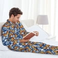 thumbnail image 6 of Fuzoiu Colorful Butterfly1 Print Men's Long-Sleeved Pajama,Lounge Button Down Nightwear,Mens Notch Collar Pajama Set -X-Large, 6 of 7