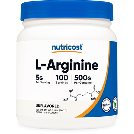 Nutricost L-Arginine Supplement Powder 500 Grams - 5g Per Serving, 100 Servings