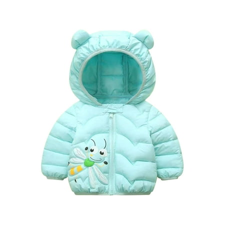 

Dadaria Toddler Jacket 12Months-5Years Toddler Kids Baby Boys Girls Fashion Cute Cartoon Dragonflies Pattern Windproof Padded Clothes Jacket Hooded Coat Light Blue 3-4 Years Toddler