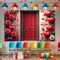 thumbnail image 6 of LUUFILx Welcome Heart Shaped Rose Floral Welcome Banner Romantic Backdrop with Butterflies and Hearts for Party Decorations Event Photographic Background, 6 of 9