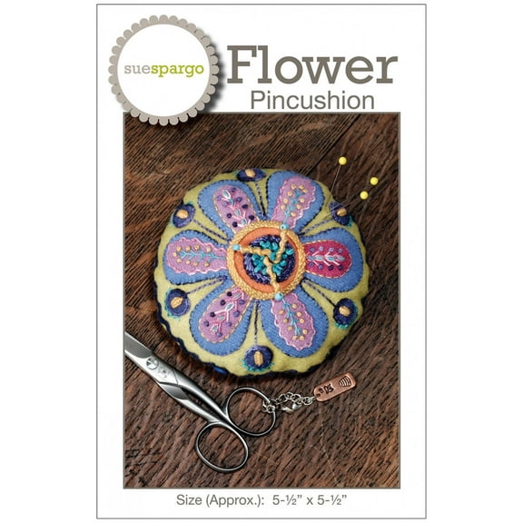 Flower Pincushion - Applique, Embroidery, and Sewing Pattern by Sue Spargo of Folk Art Quilts