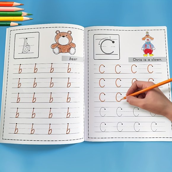 52 Pages Alphabet A-Z Lettres ABC Papier d'Entraînement Préscolaire Apprentissage Anglais Devoirs Écriture Cahier d'Exercices Maternelle Préscolaire
