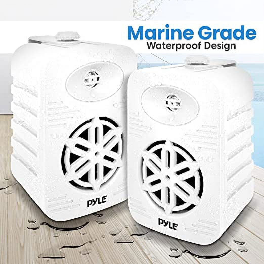Pyle Indoor Outdoor Speakers Pair - 500 Watt Dual Waterproof 5.25” 2-Way Full Range Speaker White