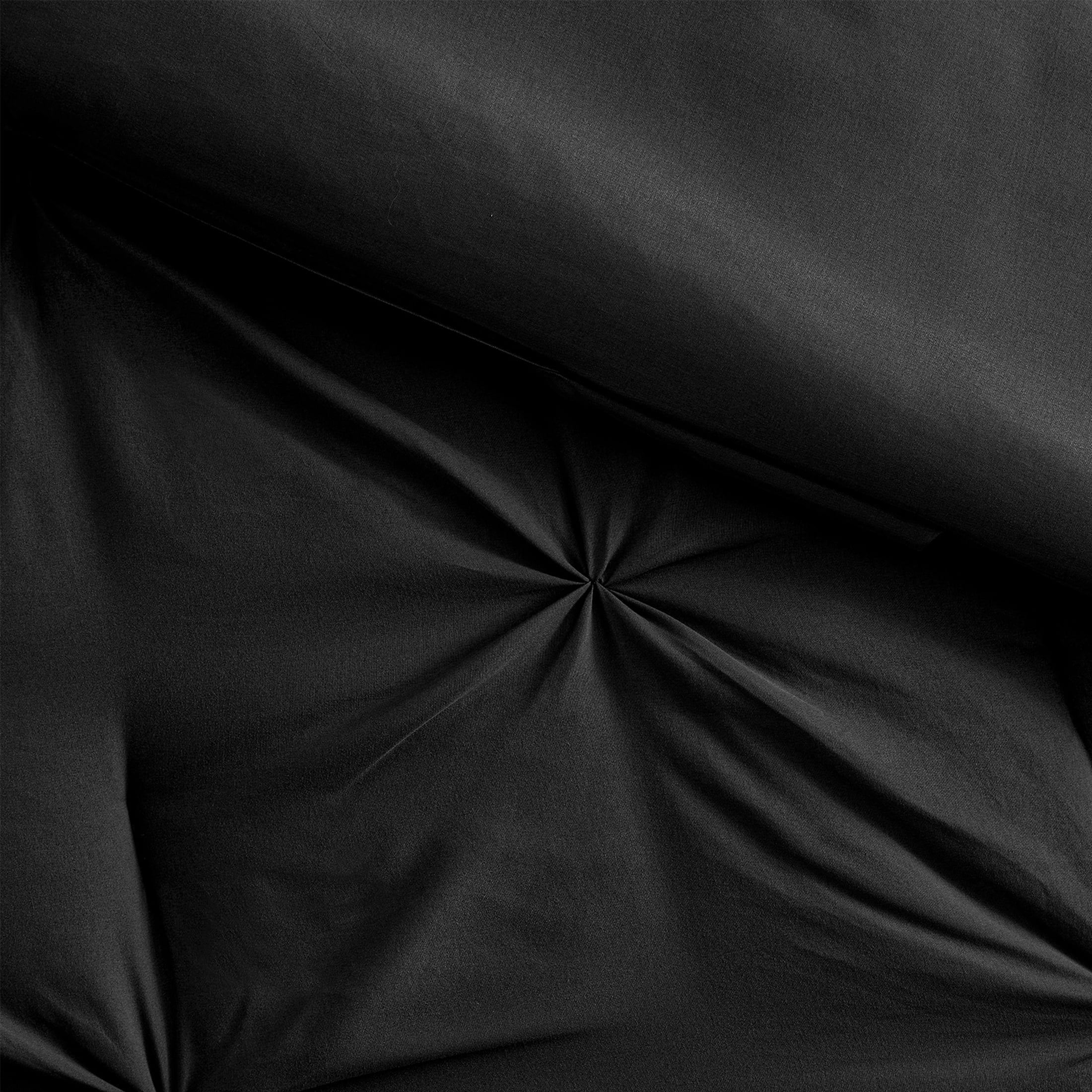 Bourina Comforter Set, 3-Piece, California King, Pleated Wrinkle-Resistant Microfiber Bedding, Black, All-Season