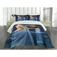 thumbnail image 3 of Ambesonne Zodiac Quilted Bedspread Set 3 Pcs, Aquarius Lady with Pail, King Size, Blue Dark Blue, 3 of 5