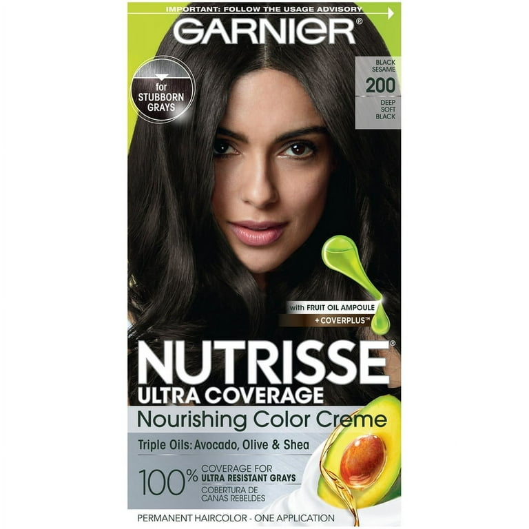 3 pack Garnier Nutrisse Nourishing Hair Color Creme 200 Deep Soft Black Black Sesame