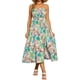thumbnail image 2 of Vestido floral casual de tirantes sin mangas Inspire Chic para mujer, largo, en verde, talla XS, 2 of 6
