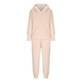 thumbnail image 4 of REALiKUN Women's Ultra Comfy Lounge Furry Sherpa Romper Onesie Pajamas Cute Ear Hood Pink S, 4 of 6
