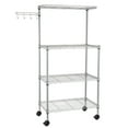 thumbnail image 3 of 4 Layer Adjustable Kitchen Bakers Rack Microwave Oven Stand Storage Cart, Silver Powder Wave rod with 6 hooks, 3 of 5