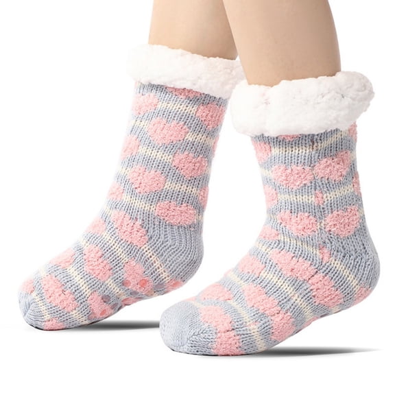 LYMAYTER Women Slipper Fuzzy Socks Non Slip Winter Fuzzy Fluffy Cabin Cozy Fleece Lining Home Socks