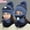 Navy blue, variant on Viworld 3Pcs/Set Women Winter Knitted Hat with Scarf and Mask Cover Set Pompom Beanie Warm Scarf Anti Haze Full Face Cover Brick red