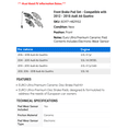 thumbnail image 2 of Front Brake Pad Set - Compatible with 2012 - 2018 Audi A6 Quattro 2013 2014 2015 2016 2017, 2 of 2