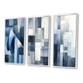 thumbnail image 3 of Designart "Retro Navy Blue Cubist Dreams II" Modern Geometric Framed Wall Art Set Of 3 - Blue Abstract Frame Canvas Set For Living Room Decor, 3 of 6