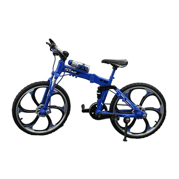 Blue Alloy Folding Mtb Model 1:10 Scale Mini Bicycle Desktop Decor