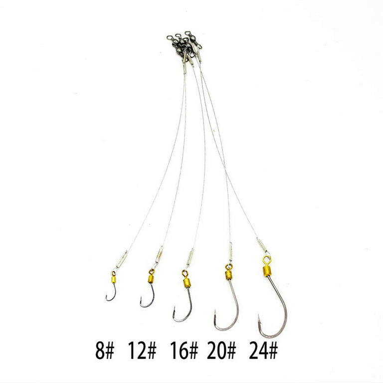 Fishing Wire Leader Hook Rigs- 24pcs Stainless Steel Wire Line Leaders  Rigging Trace with Crane Swivels Barb Fishing Hooks Saltwater Lure Bait  Rigs Hooks 4 Size, Leader Rigging -  Canada