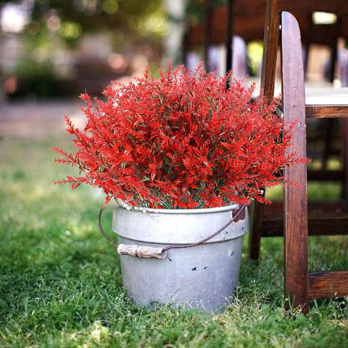 Gustave 16 Bundles Artificial Flowers Outdoor UV Resistant Fake Plants Faux Lavender Flower for Outside Porch Indoor Home Window Vase Decoration