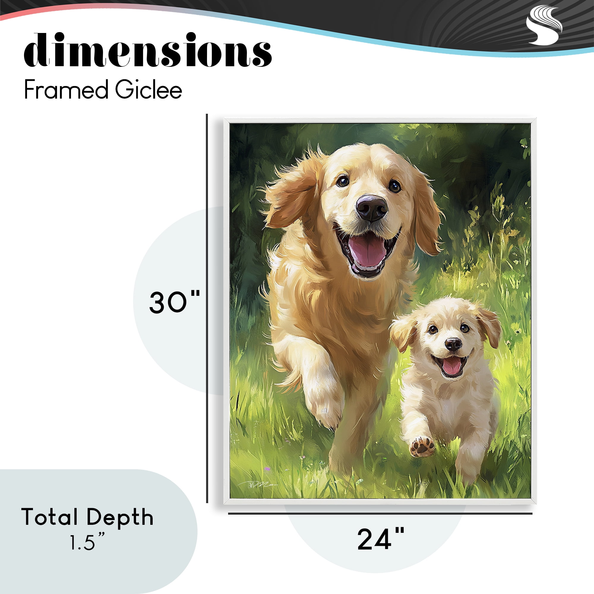 Father & Son Labrador White Framed Giclee Art, design by Momart