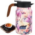 thumbnail image 3 of Qenwkxz 50.73 oz Insulated Teapot, Pink Vintage Floral Pattern Tea Pot with Infuser, Stainless Steel Thermal Teapot with Lid, Wooden Handle Thermal Carafe for Hot Drinks Coffee, 3 of 12