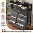 thumbnail image 4 of Dresser for Bedroom with 12 Drawers Tall Dressers for Bedroom Fabric Dressers & Chest of Drawers with Sturdy Metal Frame, Wood Top, for Woman, Closet, 40.6" W x 11.8" D x 44.5" H (Grey), 4 of 18