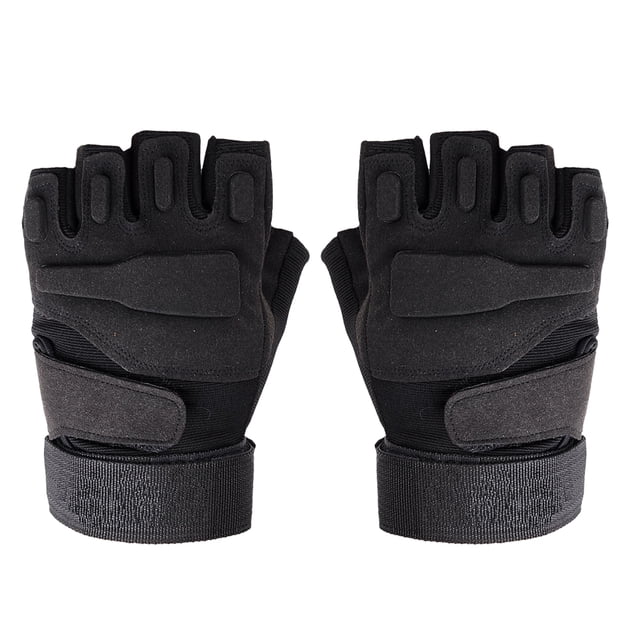 Guantes tácticos de medio dedo para deportes al aire libre, protección y calidez (negro, talla XL)