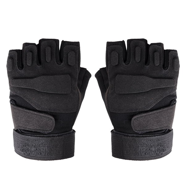Guantes tácticos de medio dedo para deportes al aire libre, protección y calidez (negro, talla XL)