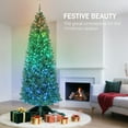 thumbnail image 4 of Beyamis 7Ft Slim Hinged Artificial Fir Christmas Tree - Colorful DIY Synchronized Lights with Remote & Daily Timer, Space-Saving Xmas Tree for Home Bedroom Office Holiday Decoration, 4 of 8