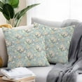 thumbnail image 2 of Outdoor Waterproof Throw Pillow Covers Set of 2 Blue Camellia Floral Pillowcases Square Outdoor Pillows Cushion Case 16x16 Inch Leaves Branch Retro Flowers Patio Pillows for Couch Sofa Bed, 2 of 9