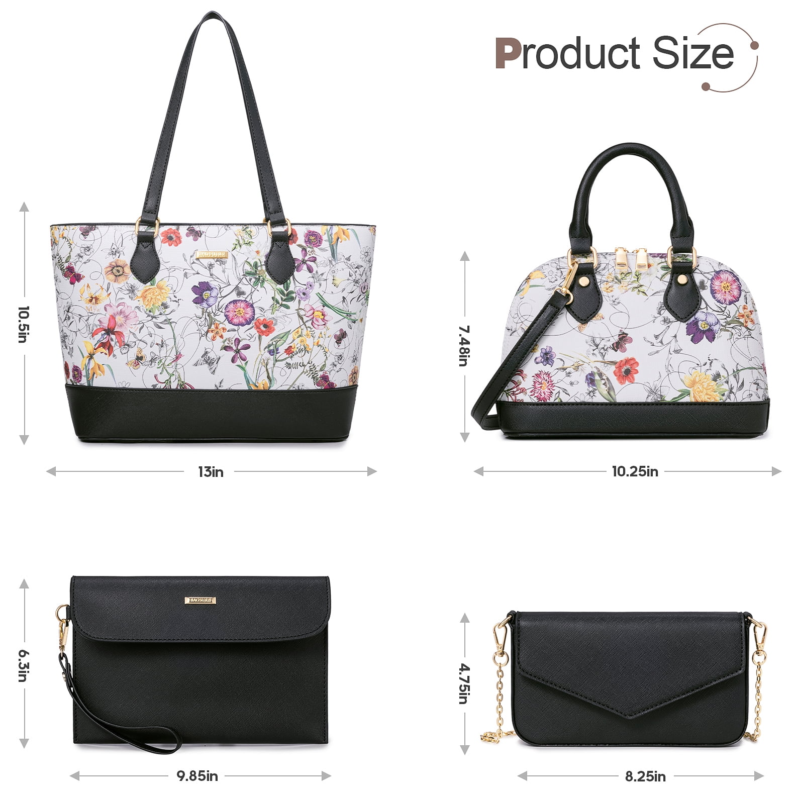 Bagsure Women Handbags Fashion Tote Shoulder Bags Casual Crossbody Bags for Women Handbag Set 4pcs