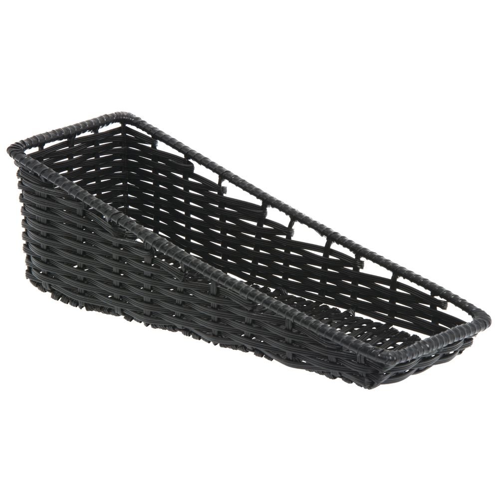 HUBERT Tapered Wicker Look Tapered Storage Basket, Rectangular Black - 7 1/2"L x 20"D x 1 1/2" to 6"H