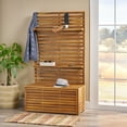 thumbnail image 2 of Noble House Kenya Indoor Rustic Wooden Hall Tree, Teak Finish, 2 of 5