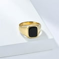 thumbnail image 2 of PAURO Gemstone Signet Rings for Men Stainless Steel Gold/Silver Plated Simple Square Colorful Personalized Dainty Cut Jewelry Gold Black Size 7, 2 of 4
