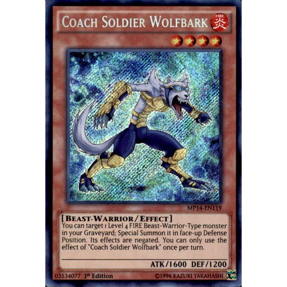 YuGiOh 2014 Mega Tin Secret Rare Coach Soldier Wolfbark MP14-EN119