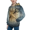 thumbnail image 2 of Lsque Vintage Compass Patten Youth Hoodie Sweatshirt Pullover with Kangaroo Pocket Boys and Girls Hoodie Warm Hoodie for Kids-X-Large, 2 of 6