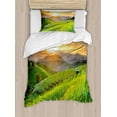 thumbnail image 1 of Country Duvet Cover Set Twin Size, Landscape of Rice Farm Terrace during Sunset in Thailand Image Photograph Print, Decorative 2 Piece Bedding Set with 1 Pillow Sham, Multicolor, by Ambesonne, 1 of 3