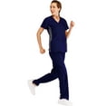 thumbnail image 3 of Minty Mint, Women's, V Neck Stretch Medical Scrub Set w Side Panels, Indigo, XL, 3 of 5