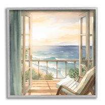 Stupell Industries Seaside Escape Scenery Landscape Painting Gray Framed Art Print Wall Art, 24 x 24