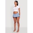 thumbnail image 3 of Women's Denim Pleated Micro Skirt with Shorts Lining, 3 of 6