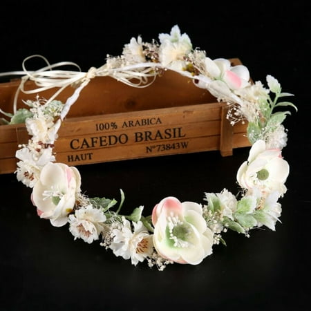 KABOER Artificial Flower Fairy Hair Bands Wedding Bridesmaid Wreath Garland Headb#wno
