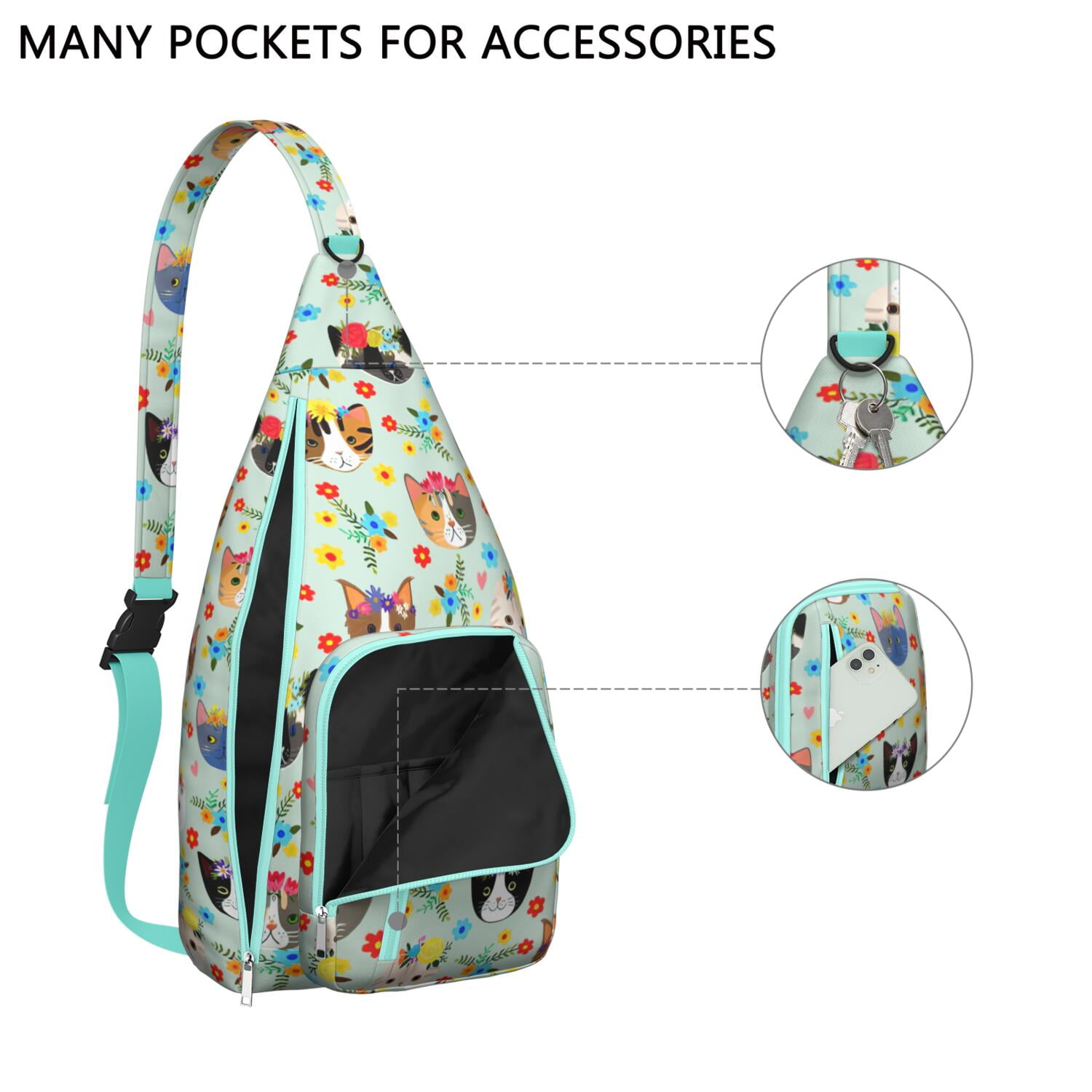 Cute Cartoon Cat Sling Backpack - Funny Paw Pattern Shoulder Bag (Adorable Pet Design, Lightweight & Durable)