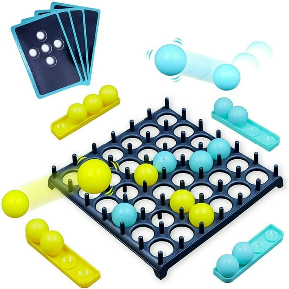Bounce Off Game with Bouncing Pattern Challenges ,for Children Family , Teens, Adults and Kids Desktop Bounce Balls Tabletop Game Toys with 16 Balls, 4 Ball Base 9 Challenge Cards and Game Grid