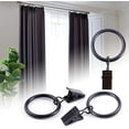 thumbnail image 3 of Wideskall 80 Pcs 1.5" inch Curtain Rings with Clips Gloss Black - Ring Support 66 lbs, Strong Clip Hold 11 lb, 3 of 4