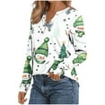 thumbnail image 7 of Women’s Long Sleeve Christmas Top Oversized Cute Printed Xmas Blouse Stretchy Baggy Tunic Henley Neck Sparkly Dressy Casual Soft Festival Top for Winter Holiday Outfits, 7 of 7