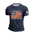 thumbnail image 5 of 250th Anniversary USA Mens Shirts Short Sleeve Tshirts Loose USA Flag Print Tops Independence Day Patriotic Pullover 4th of July Celebration Party Crew Neck 1776-2026 Tees Navy L, 5 of 5