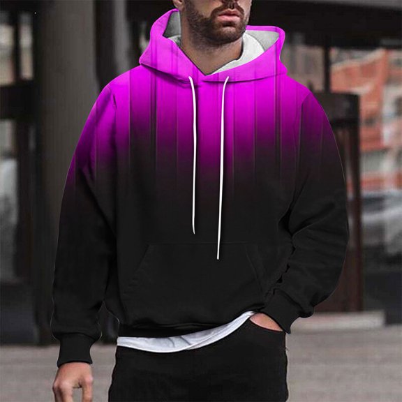 Haoxianjian Shirts For Men Cute Hoodies Men Casual Fashion Hooded Sweatshirts Round Neck Print Pullover Long Sleeve Tops Sweatshirt Thick Winter Hooded Sweatshirt On Clearance