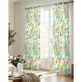 thumbnail image 5 of Boho Teal Green Flower Sheer Curtains 63 Inch Length 2 Panels Set for Living Room/Bedroom, Spring Watercolor Paisley Floral Leaf Kitchen Curtains Grommet Curtains Window Treatments 42"x63"x2, 5 of 7