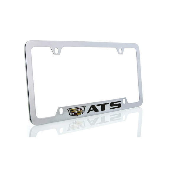 Cadillac ATS Brass License Plate Frame with Chrome Finish (4 hole)