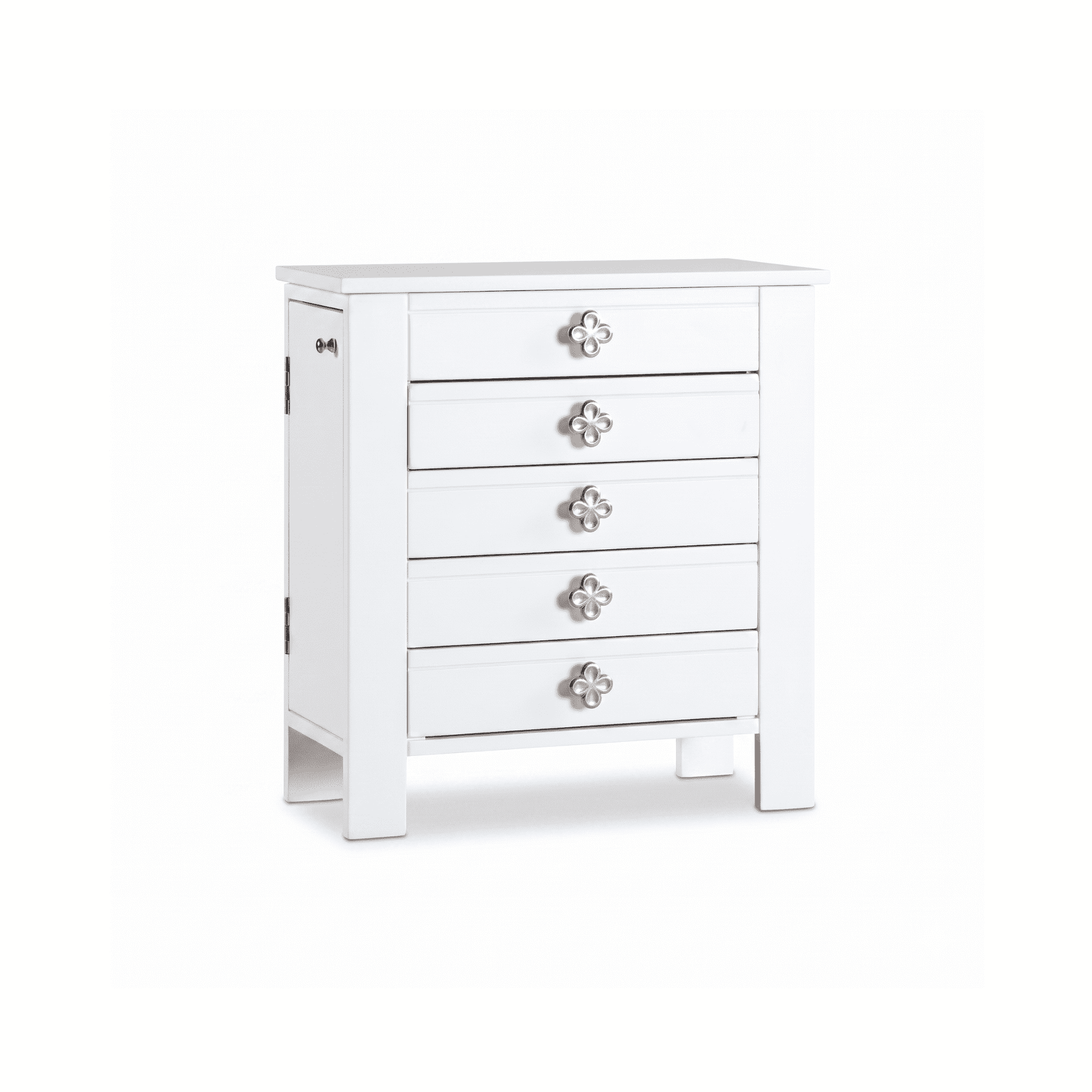 Hives and Honey Emma Wood Jewelry Chest: Modern White Tabletop Storage with 4 Drawers for Women